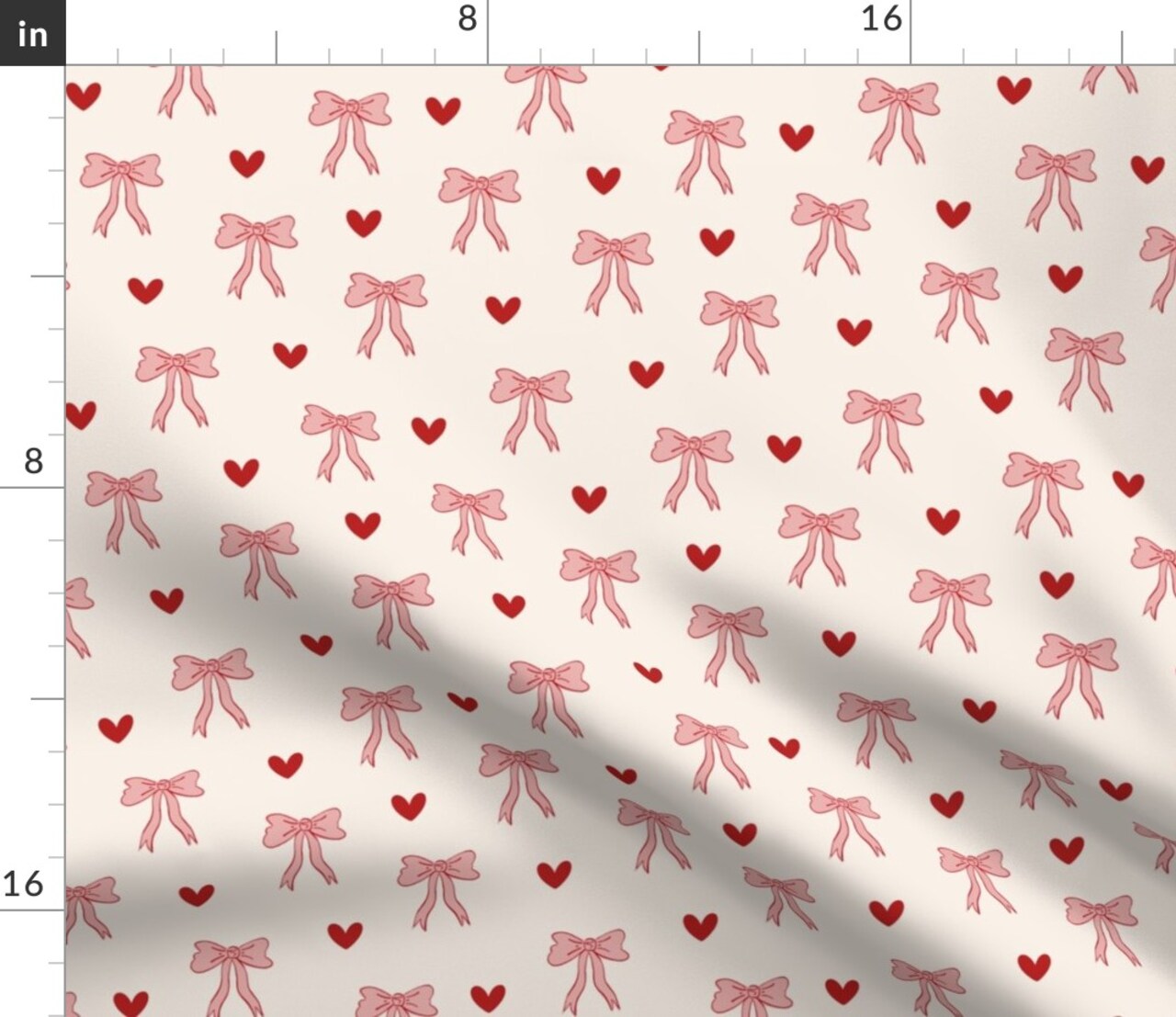 Coquette Valentine'S Day Preppy Pink Red Bows Hearts Romance Girls Love Valentine Vintage Classic Novelty Simple Custom Printed Fabric by Spoonflower Various Fabrics by the Yard or Fat Quarter